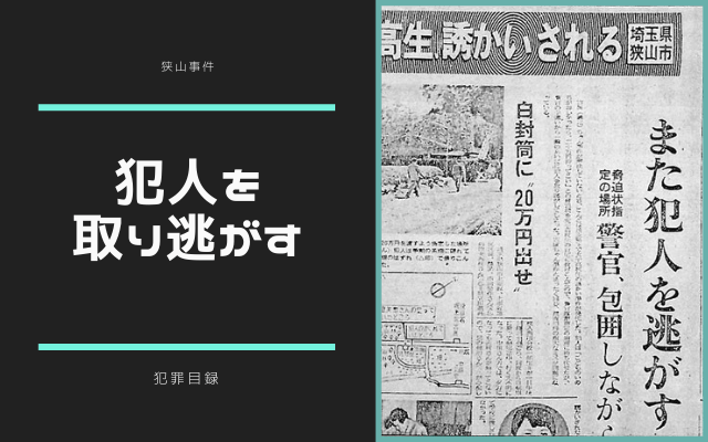 狭山事件:　犯人を取り逃がす